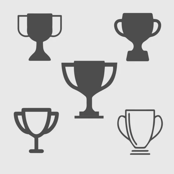 Trofeo Taza Set Vector Icono Pictograma Aislado Simple — Vector de stock