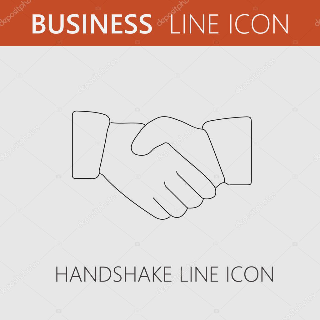 Handshake vector icon. Hands shaking simple outline pictogram.