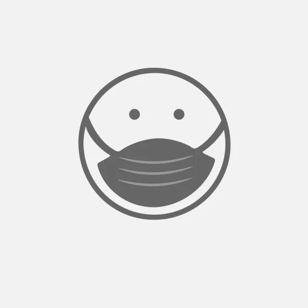 Tıbbi maskeli Emoji. Koronavirüs kovid 19 'a karşı önlem. Koruyucu maskeli duygusallık. Basit izole vektör simgesi.