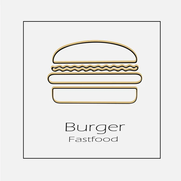 Burger Gyorsétterem Vektor Ikon Eps Egyszerű Elszigetelt Vázlat Illusztráció — Stock Vector