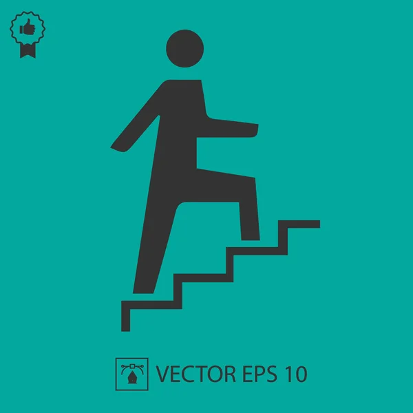 Hombre Las Escaleras Subiendo Icono Vector Eps Símbolo Promoción Ilustración — Vector de stock