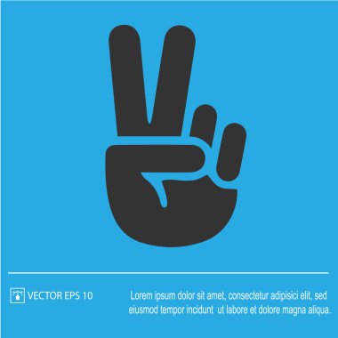 Zafer sembolü vektör simgesi 10 puan. V işareti.