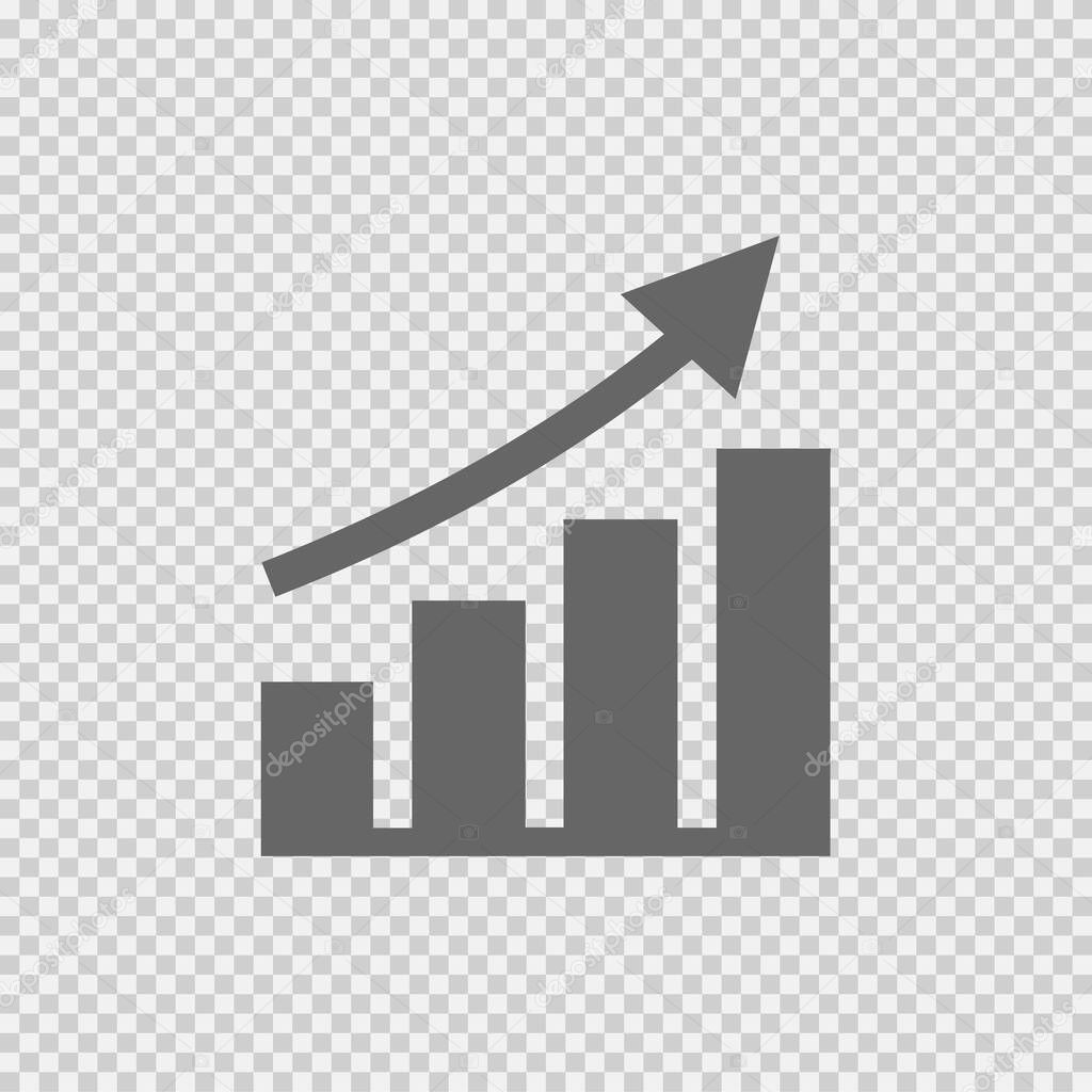 Graph increase vector icon eps 10. Chart going up simple isolated pictogram.