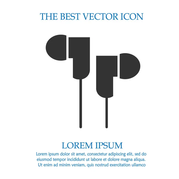 Fülhallgató Vektor Ikon Eps Egyszerű Elszigetelt Illusztráció — Stock Vector