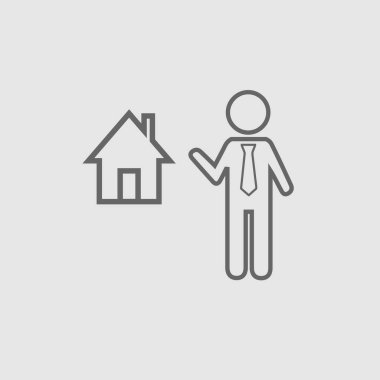 Gayrimenkul işletme ikonu 10 puan. Bir evi işaret eden ajan..