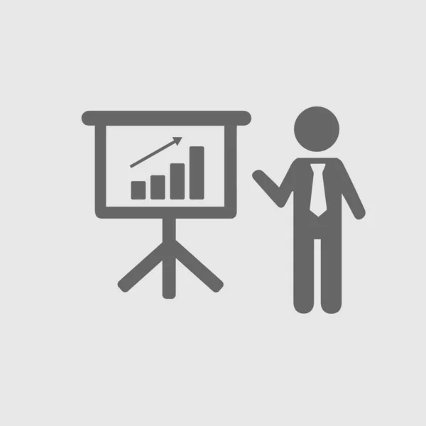 Business meeting simple isolated vector icon eps 10. Businessman with tie and chart graph board.