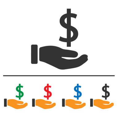 El vektör simgesinde dolar. Para simgesi basitleştirilmiş illüstrasyon.