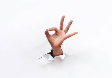 Ok işaret. El deliğe çıkıyor. Kopya alanı.