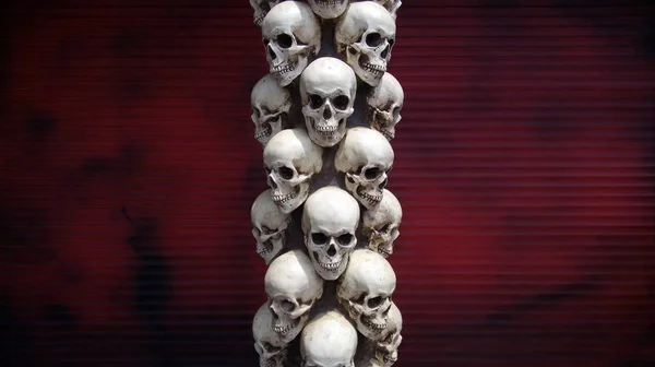 İnsan kafatasları yakın çekim. Cadılar Bayramı Dia De Los Muertos kutlama. Arka plan.