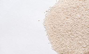 Dağınık Beyaz Susam dokusu. Arka plan, çekim, kopya alanı.