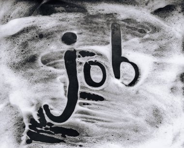 Dokusu üzerinde kelime yazılmıştır - sabun köpük iş. Temizleme, yemekler veya araba yıkama kavramı.