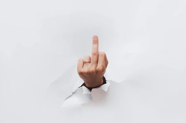 Środkowy Palec Obraźliwy Gest Fuck You Koncepcji — Zdjęcie stockowe