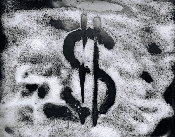 Símbolo Dólar Pintado Espuma Conceito Offshore Lavagem Dinheiro Sujo Ilegal — Fotografia de Stock