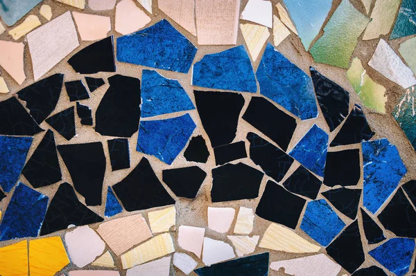 Multicolore Parete Mosaico Ornamento Decorativo Piastrelle Ceramica Rotto Sfondo Spazio — Foto Stock