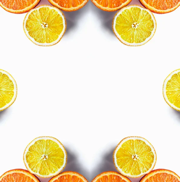 Citrons Oranges Isolés Vitamines Pour Immunité Espace Copie — Photo