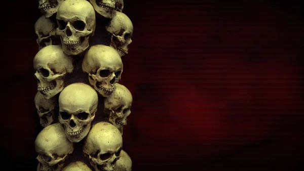 Human Skulls Close Halloween Dia Los Muertos Celebration Background Copy — Stock Photo, Image