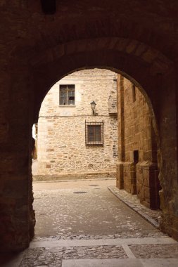 la Iglesia Meydanı, La Iglesuela del Cid, Mestrazgo, kemer Teruel ilinde, Aragon, İspanya