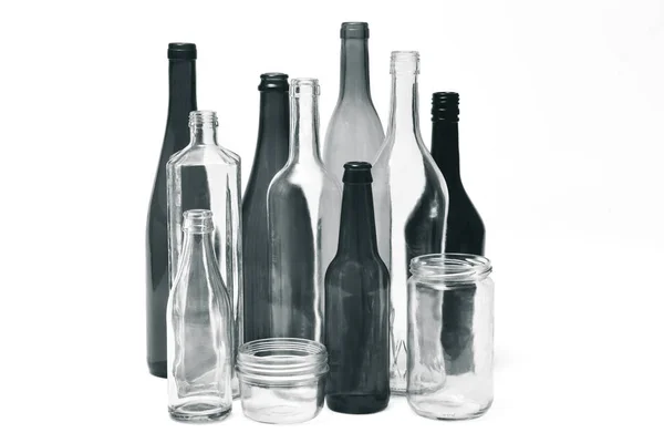 Reciclagem Vidro Sobre Fundo Branco — Fotografia de Stock