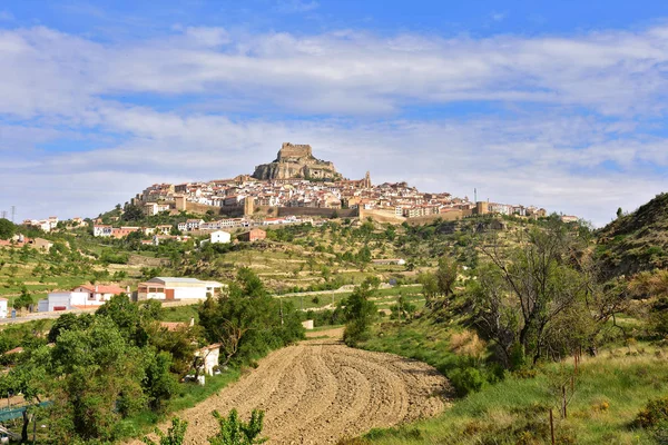 Morella Görünümünü Bir Bahar Gününde Castellon Eyaleti Spanya — Stok fotoğraf