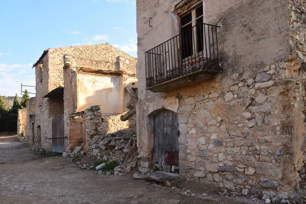 Poble Vell Corbera Ebro Tarragona Prowincji Katalonia Hiszpania Uszkodzony Hiszpańskim — Zdjęcie stockowe