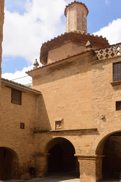 Sant Antonio Kápolna Sarkok Utcáin Középkori Falu Calaceite Mataranya Teruel — Stock Fotó