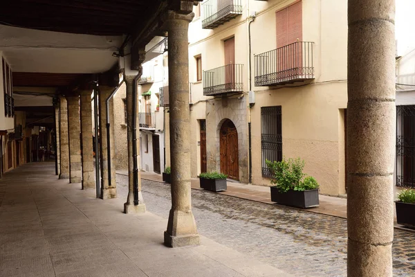 Ulice Arkádami Městě Morella Castellon Španělsko — Stock fotografie
