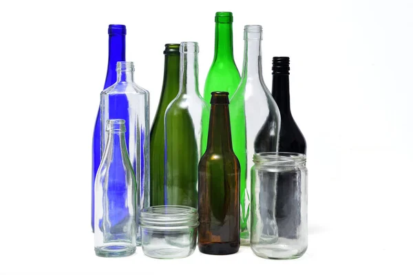Recycling Glas Witte Achtergrond — Stockfoto