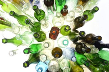 beyaz cam şişe üstten görünüm