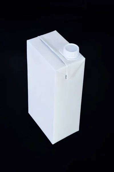 Tetrapak Izolované Černém Pozadí — Stock fotografie