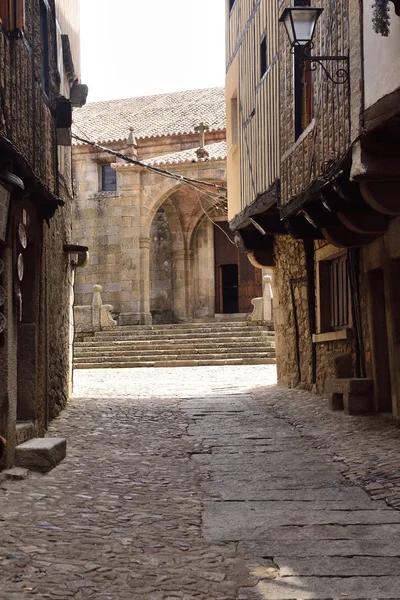 Calle Entrada Iglesia Asunción Alberca Provincia Salamanca Castilla León España — Foto de Stock