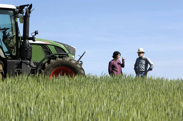 Paar Boeren Een Tarwe Fileld — Stockfoto