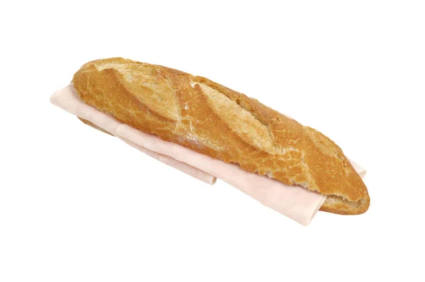 Prosciutto Sandwich Isolato Bianco — Foto Stock