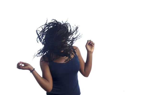 Afrikanska Teen Kvinna Dans Vit Bakgrund — Stockfoto
