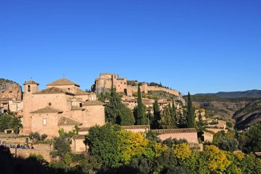 Alquezar, Somontano, görünümünü Huesca Eyaleti, Aragon, İspanya.