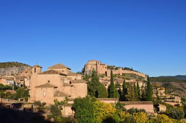 Alquezar, Somontano, görünümünü Huesca Eyaleti, Aragon, İspanya.