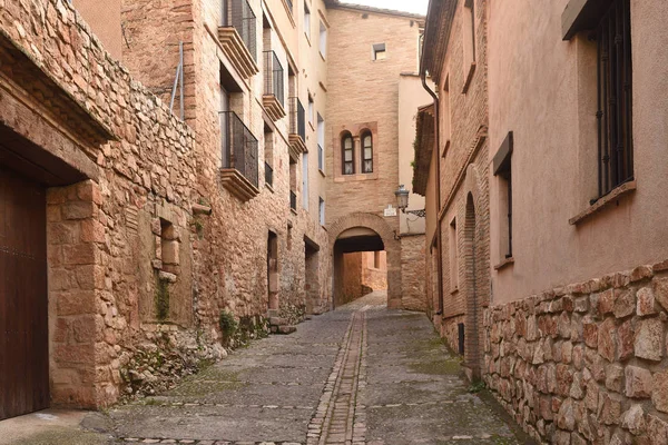 Calle Del Pueblo Medieval Alquezar Somontano Provincia Huesca Aragón España — Foto de Stock