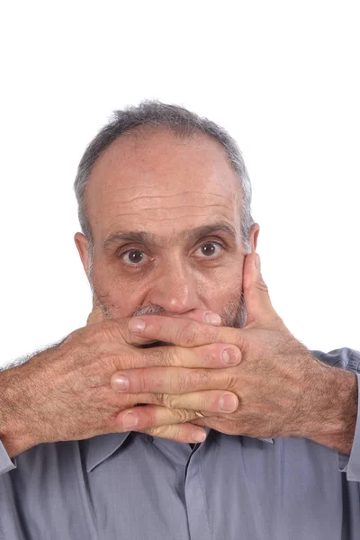 Man Hand Mouth — Stock Photo, Image