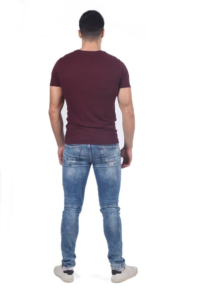 Mann Mit Jeans Auf Weißem Hintergrund — Stockfoto