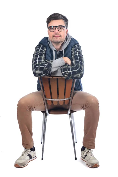 Portrait Man Sitting Chair — Stock Photo, Image