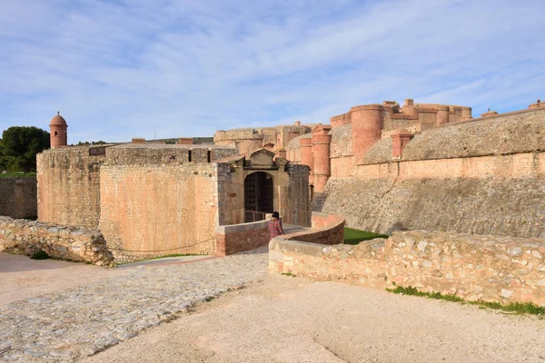 Turista Fort Salses Salse Chateau Languedoc Roussillon Franciaország — Stock Fotó