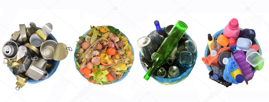 recycle of cans,compost,glass and plastic