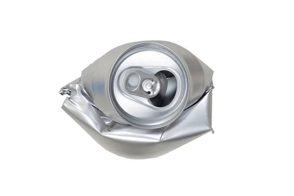 Red Aluminum Can Flattened — Stock Photo, Image