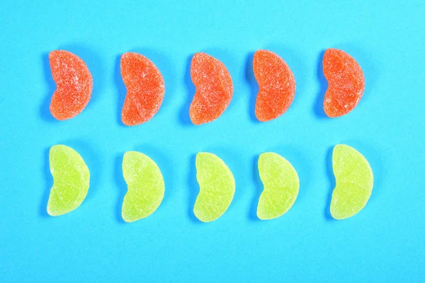 Группа конфет желе кусок оранжевого цвета фруктов желтый и или — стоковое фото