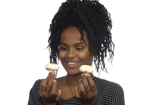 Adolescente com cogumelo — Fotografia de Stock