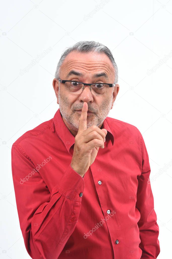 man doing in silent silence with fingers