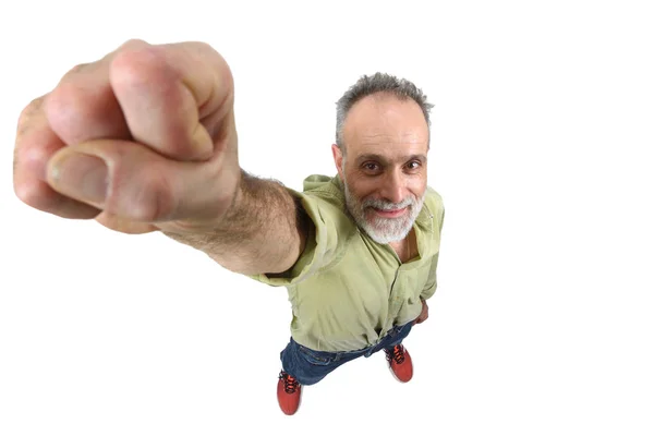 Человек с поднятым кулаком — стоковое фото