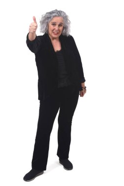 Beyaz arka planda kadın thumps