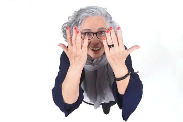 Woman showing her painted fingernails — Stock Photo, Image