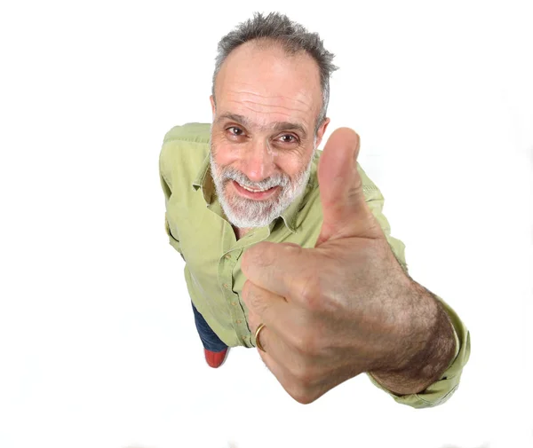 Man thumps up on white background — Stock Photo, Image