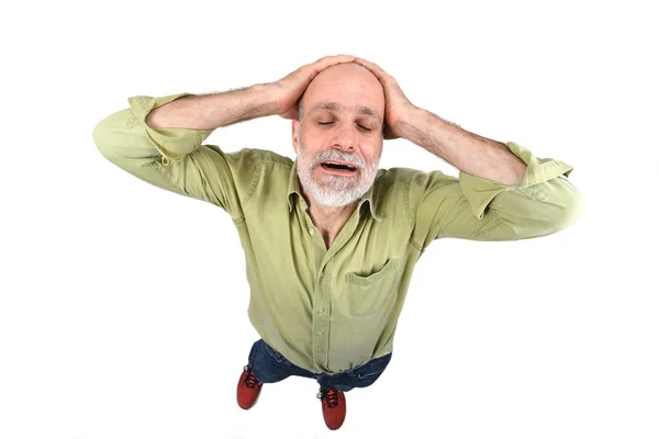 Man with headache on white background — Stock Photo, Image